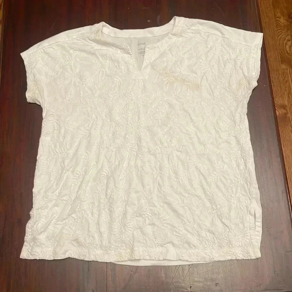 Pure Jill white embroidered tunic size M Petite